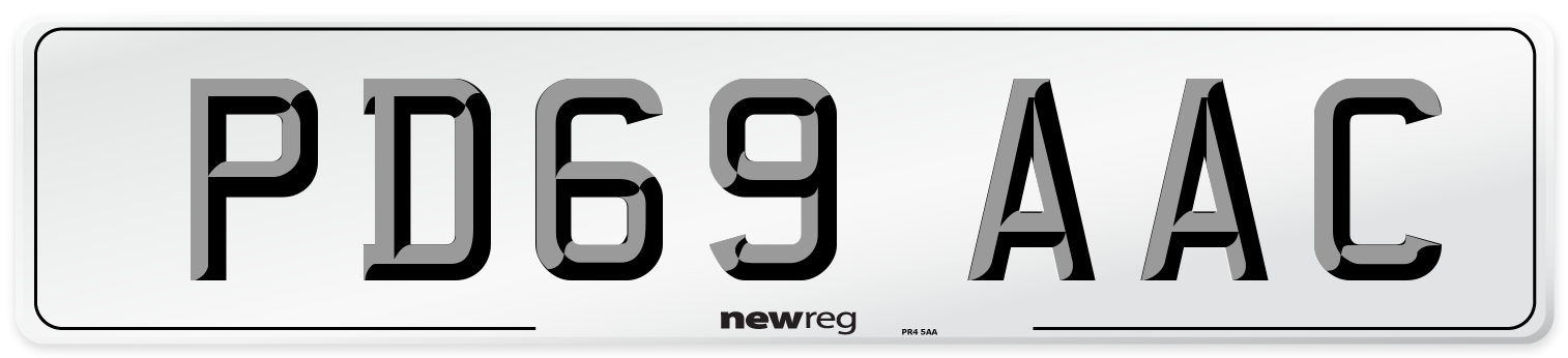 PD69 AAC Number Plate from New Reg